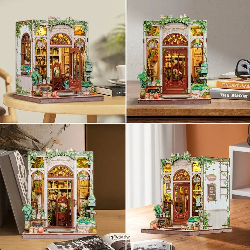 DIY Green Bookshop Miniature Book Nook Kit