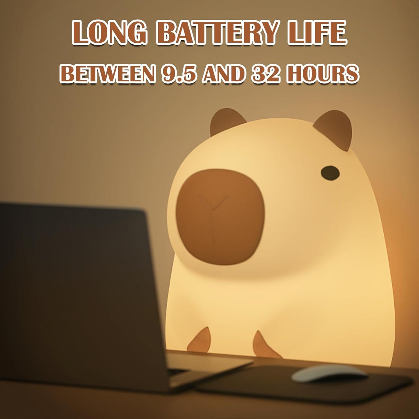 Capybara Night Light - Soft Silicone Rechargeable Lamp