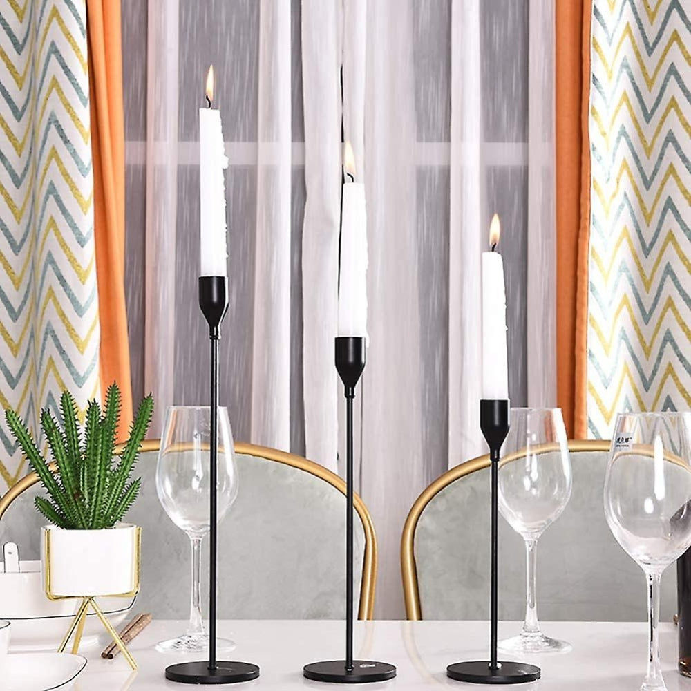 Tall Stainless Steel Candle Holder Set - Modern Trio
