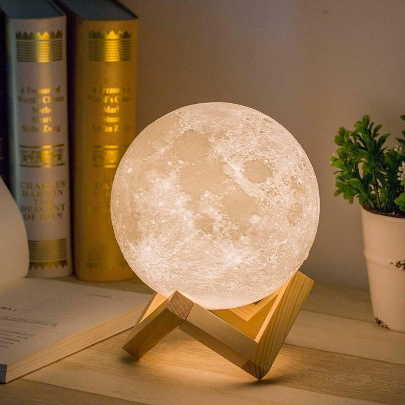 3D Printed Moon Night Light - 4 Inch Lunar Lamp