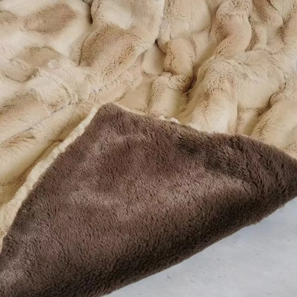 Plush Double-Layer Faux Fur Throw Blanket