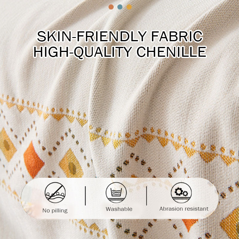 Bohemian Double-Sided Chenille Sofa Cover with Tassels