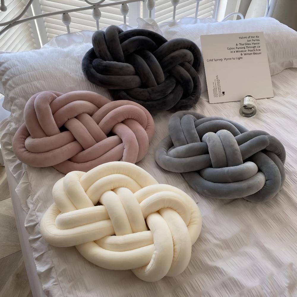 Braided Plush Cotton Cushion 18x14 Inches