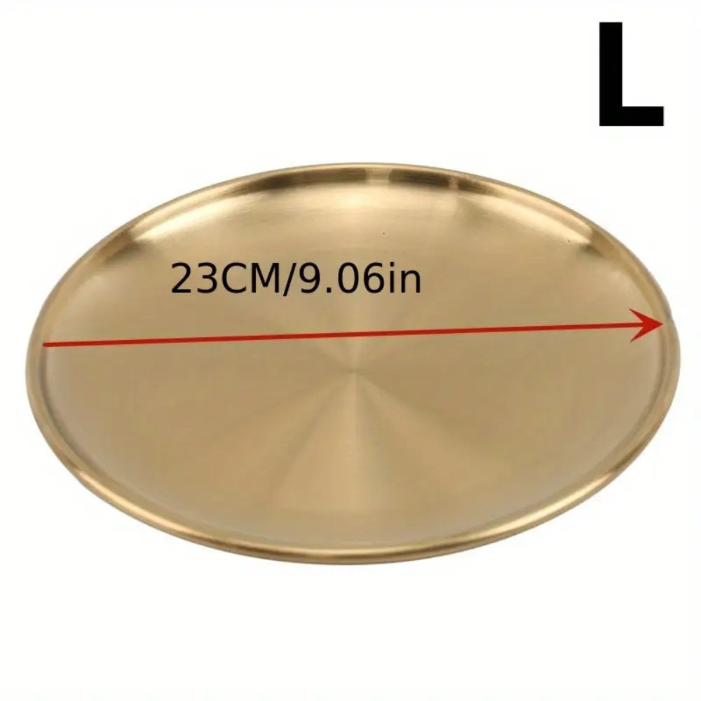 Golden Stainless Steel Serving Plates - Elegant & Rust-Resistant