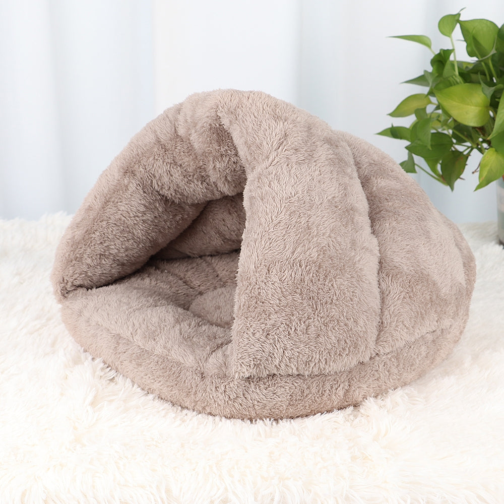 Cozy Polar Fleece Pet Cave Bed for Cats and Small Dogs