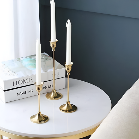 Vintage Brass Candle Holder Set - 3 Sizes