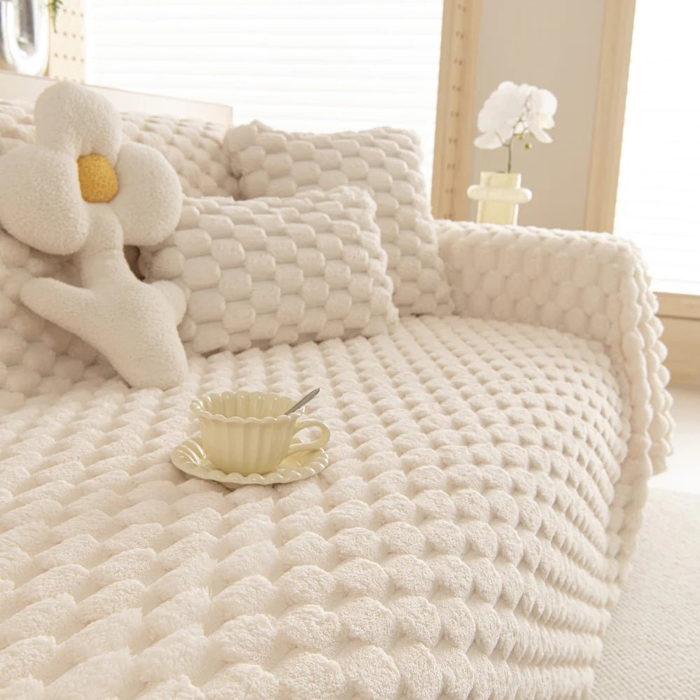 Tufted Rabbit Faux Microfiber Sofa Cover