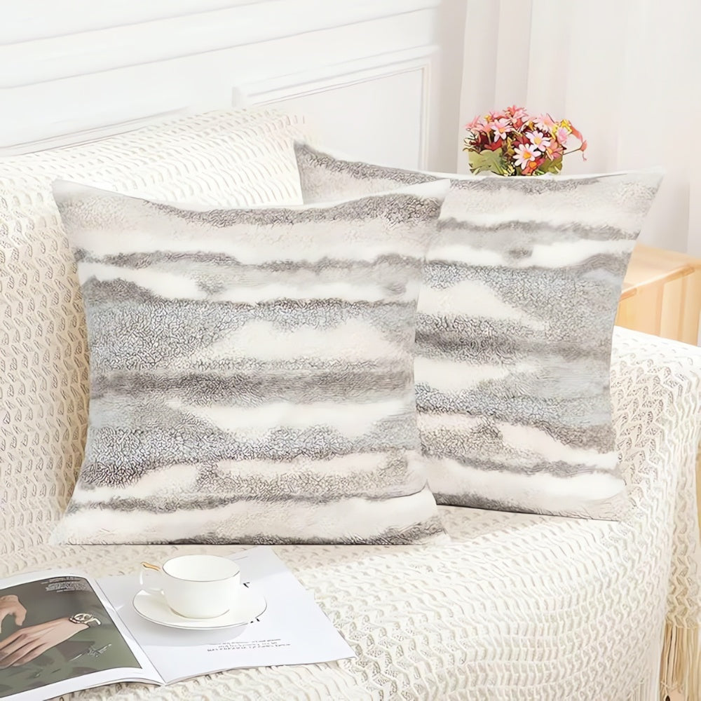 Double-Sided Marble Plush Cushion Cover