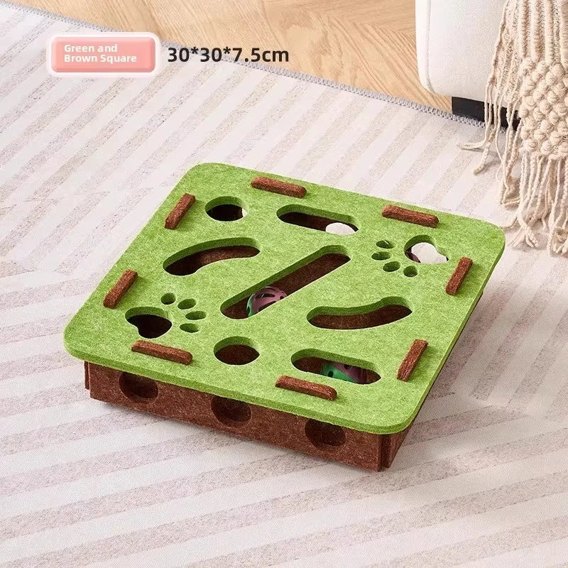Interactive Felt Cat Puzzle Toy with Bells