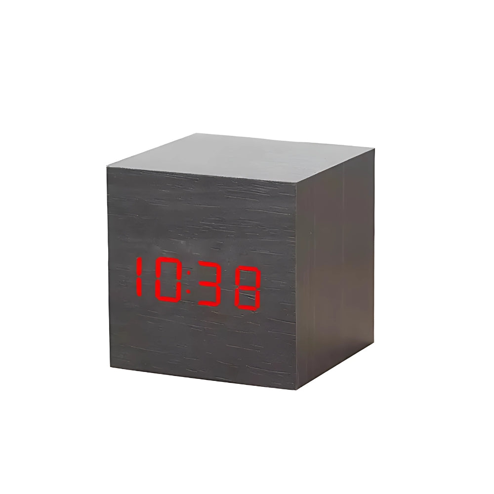 Modern Cube LED Alarm Clock with Temperature Display