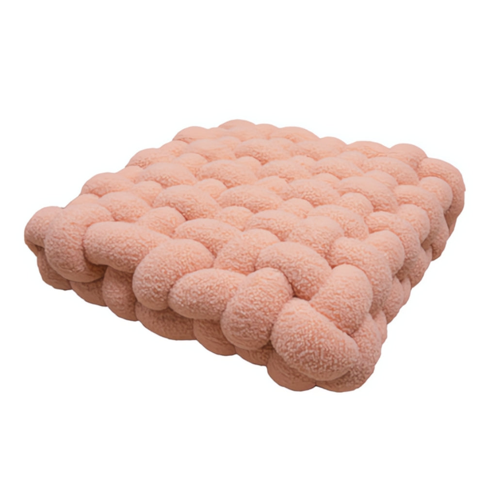 Plush Woven Knot Boucle Cushion in Soft Lamb Velvet