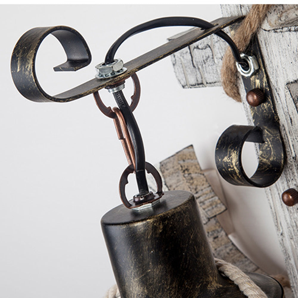 Vintage Anchor LED Wall Light - Industrial Metal and Wood Design