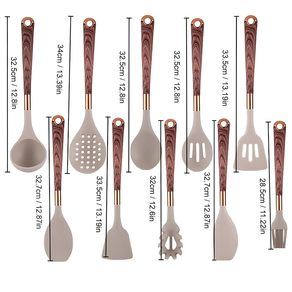 Luxe Heat-Resistant Silicone Cooking Utensils Set - 10 Pieces