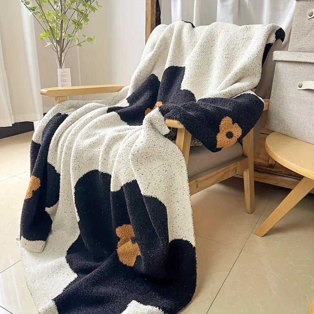 Floral Knitted Blanket for All-Season Comfort