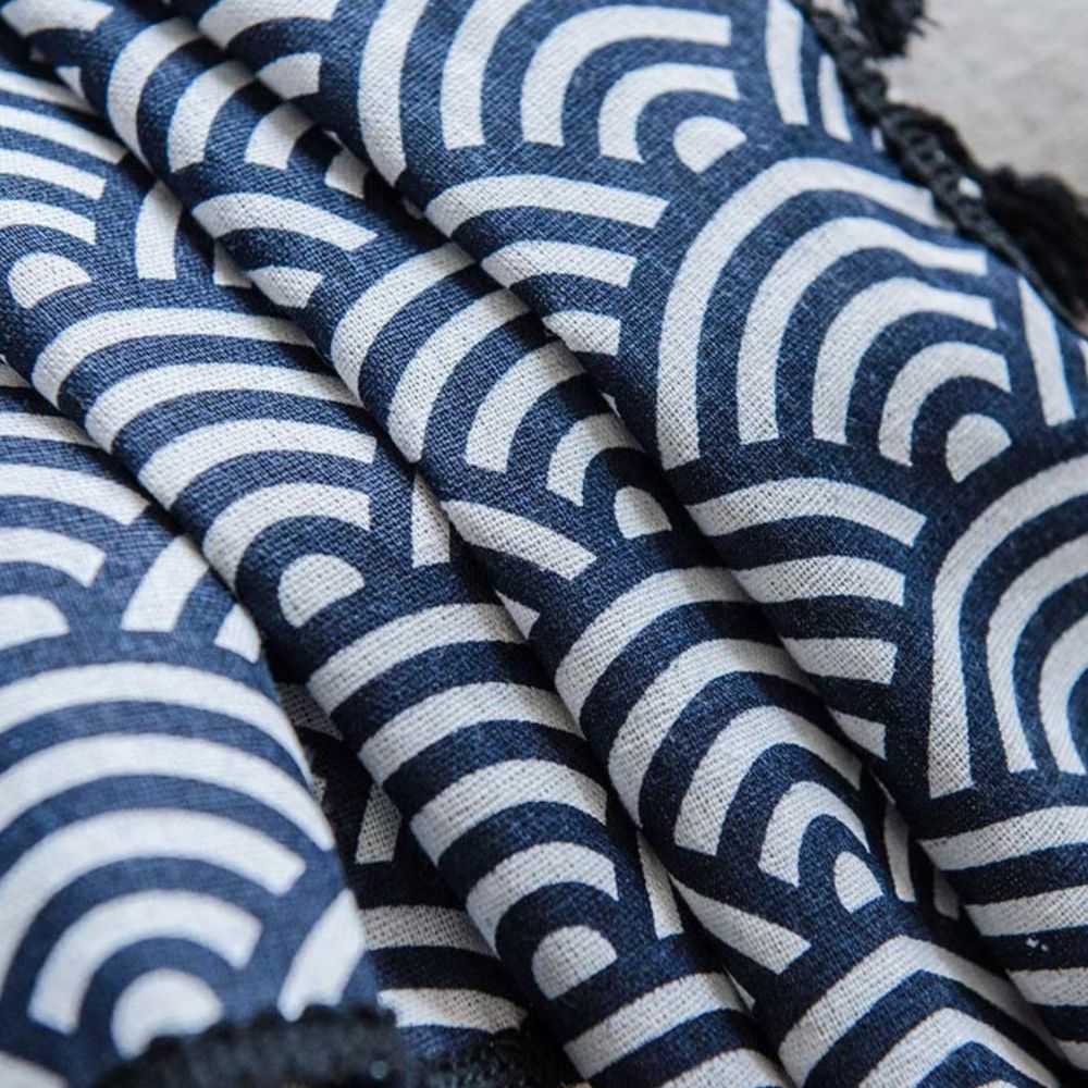 Navy Blue Fish Scale Light Filtering Curtain