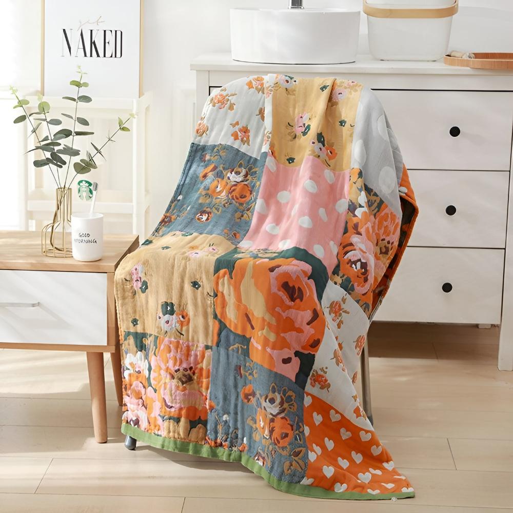 Rose Print Lightweight Cotton Bath Towel
