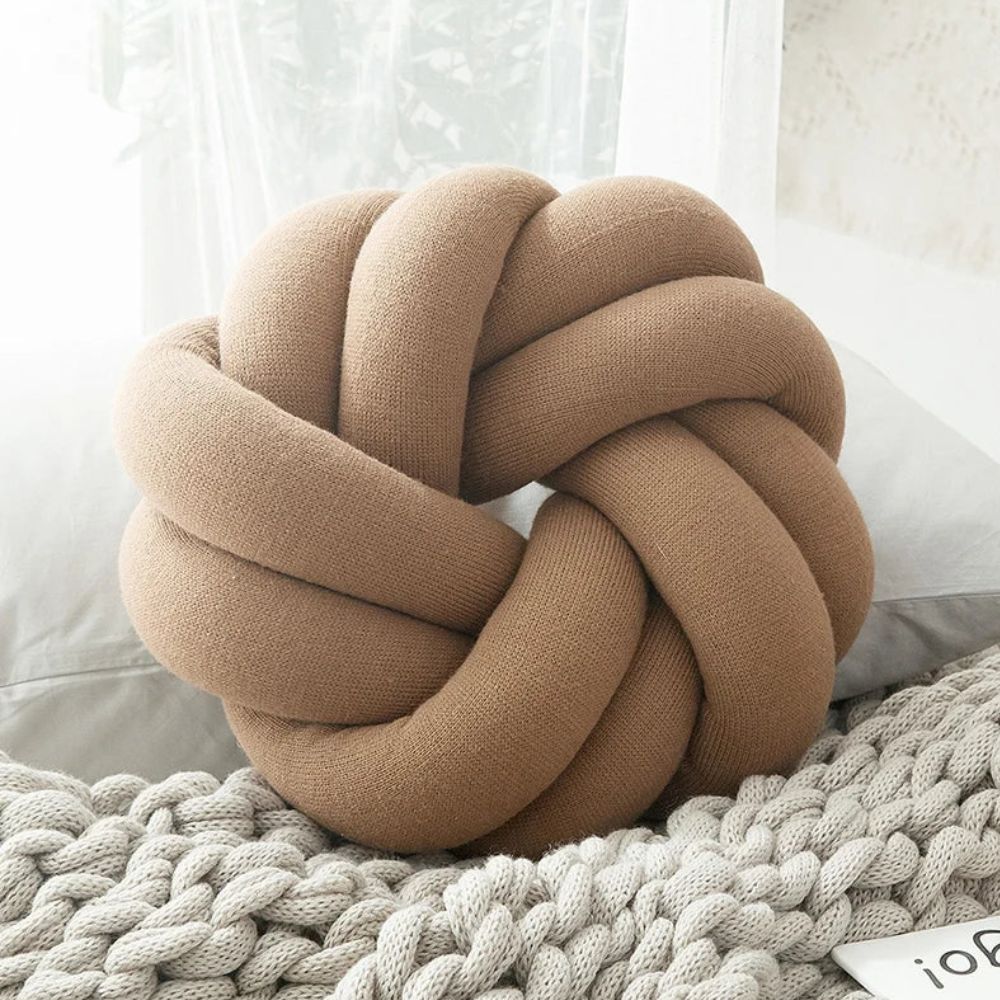 Pretzel-Shaped Hand-Knotted Lumbar Cushion
