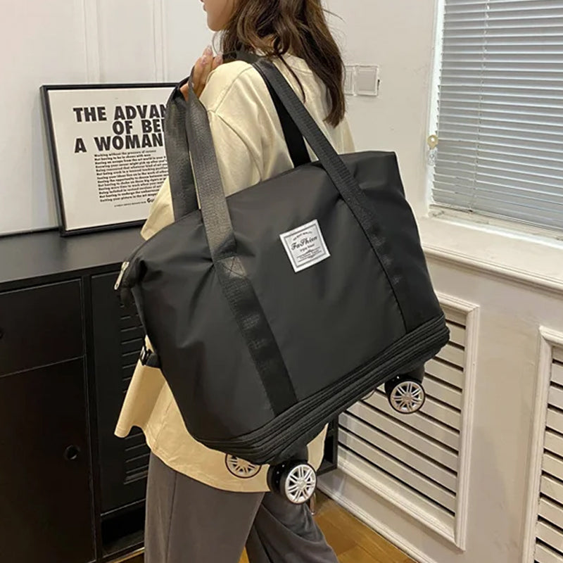 Expandable Travel Bag with Universal Wheels - Durable Waterproof Fabric