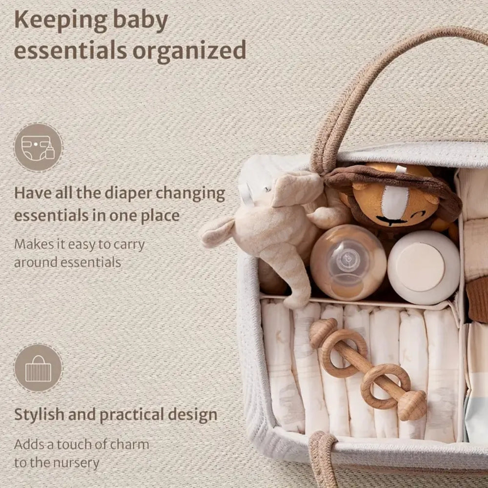 Neutral Tone Woven Baby Storage Organizer