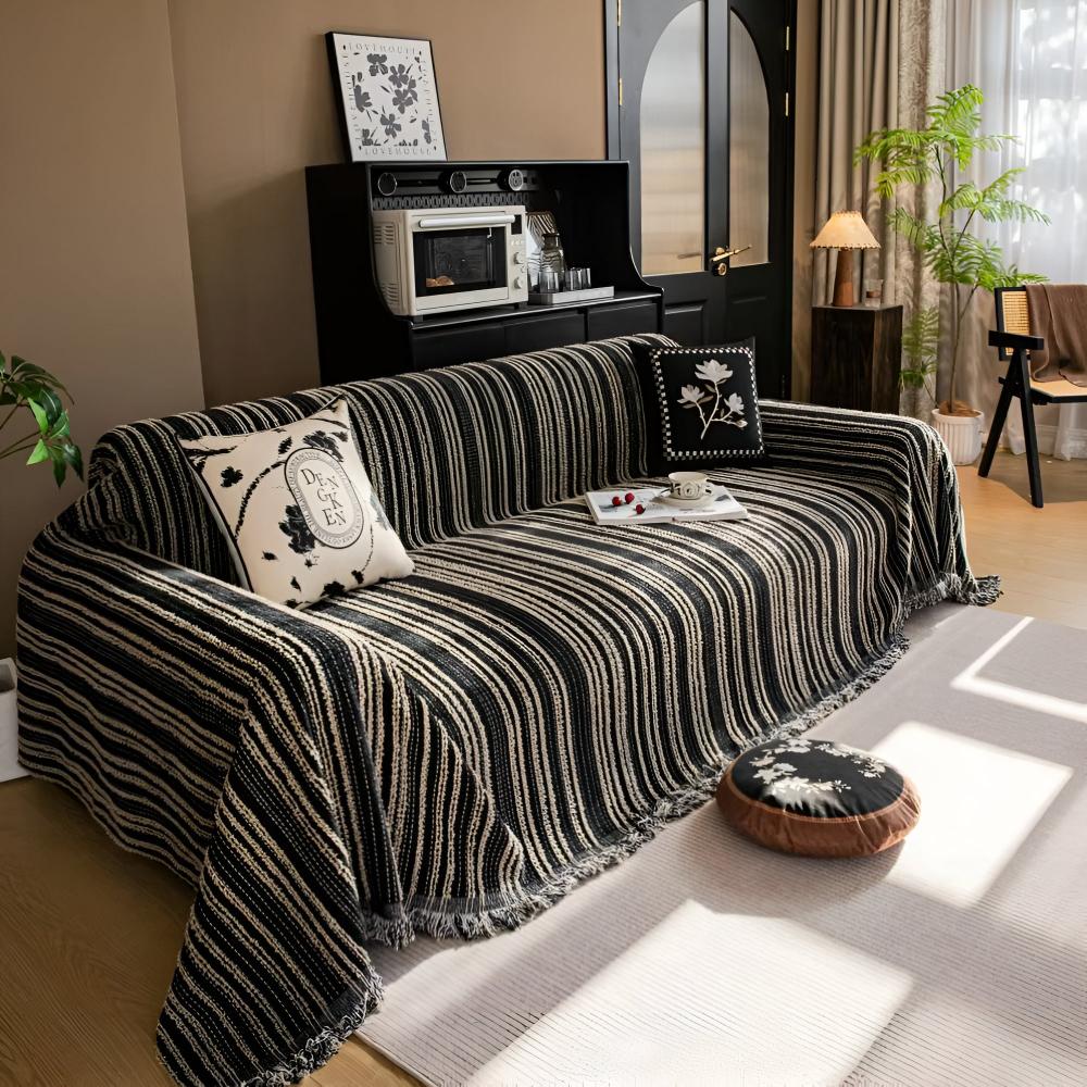 Chenille Stripe Sofa Cover for Stain Protection