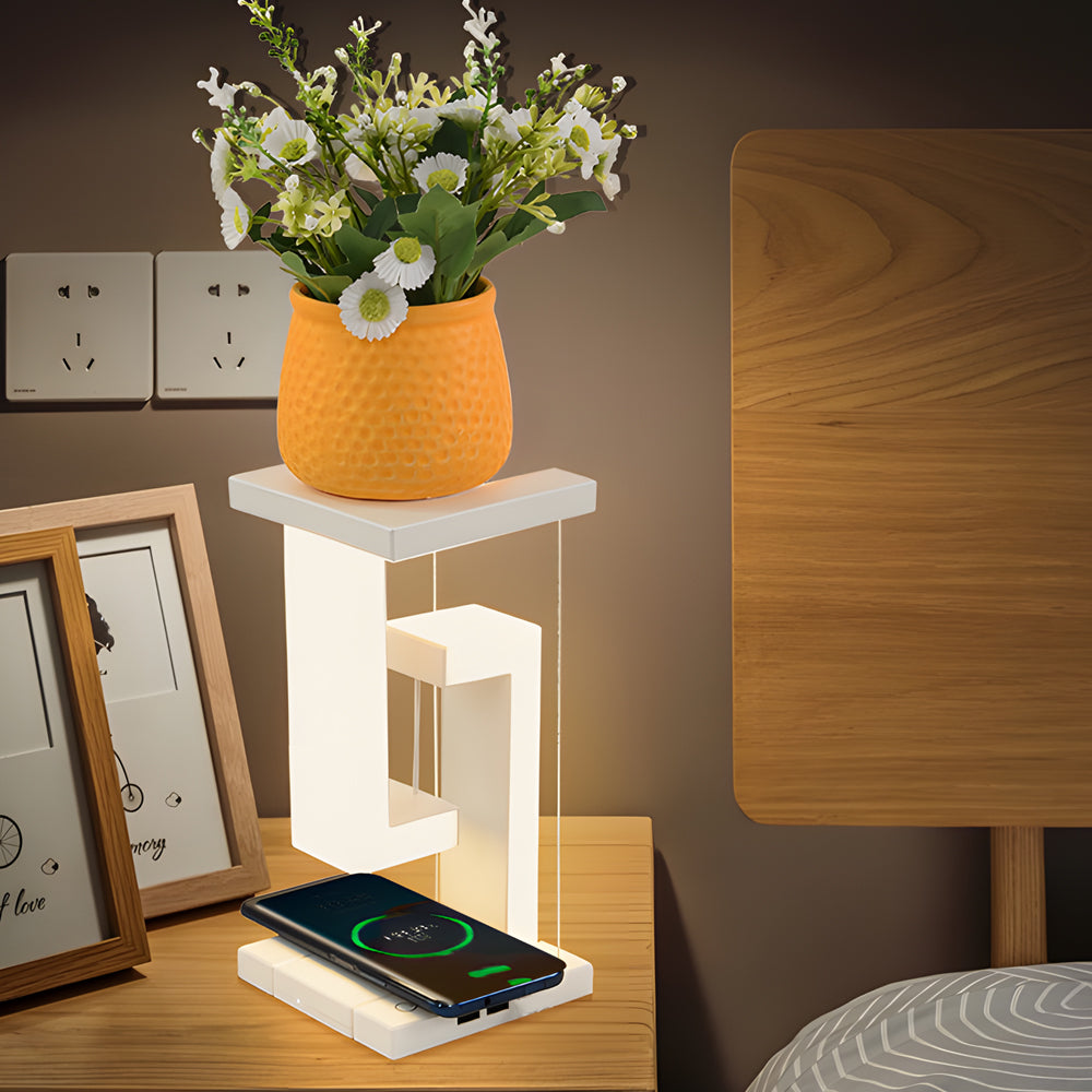 Futuristic Levitating Table Lamp with Qi Charging