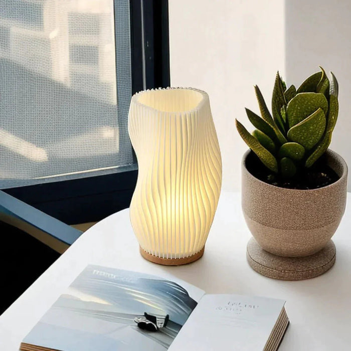 Dimmable Pleated Table Lamp with USB Power and Adjustable Warm & Natural White Light