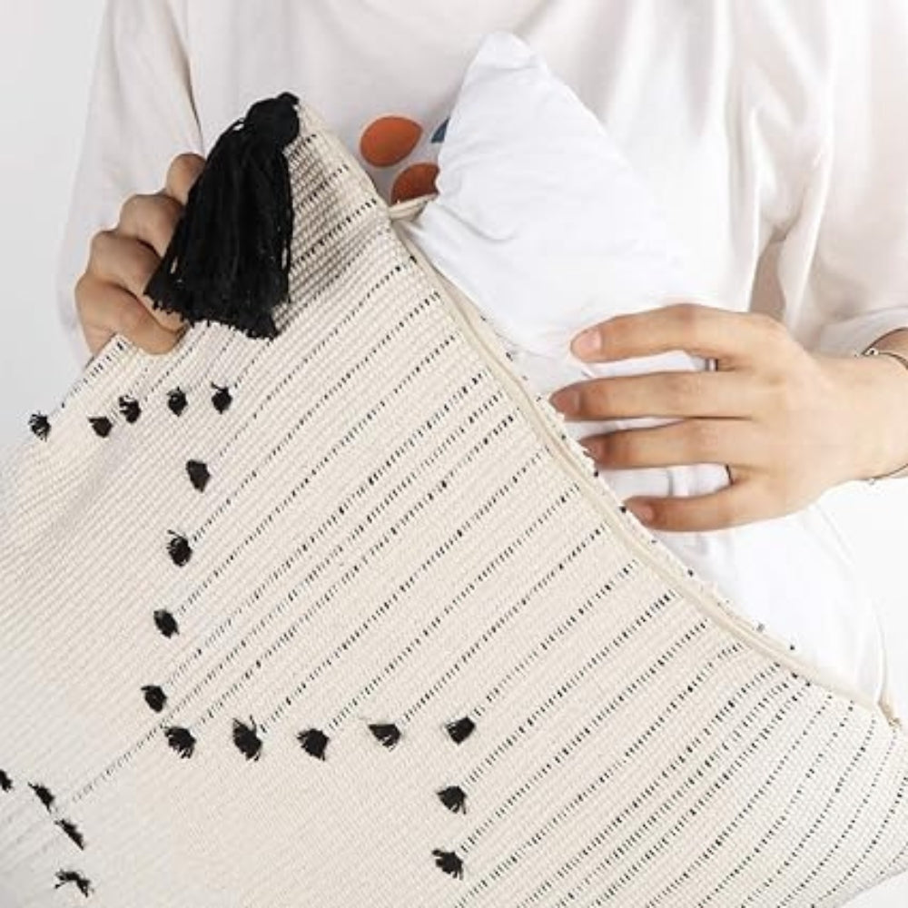 Moroccan Geometric Embroidered Cushion Cover
