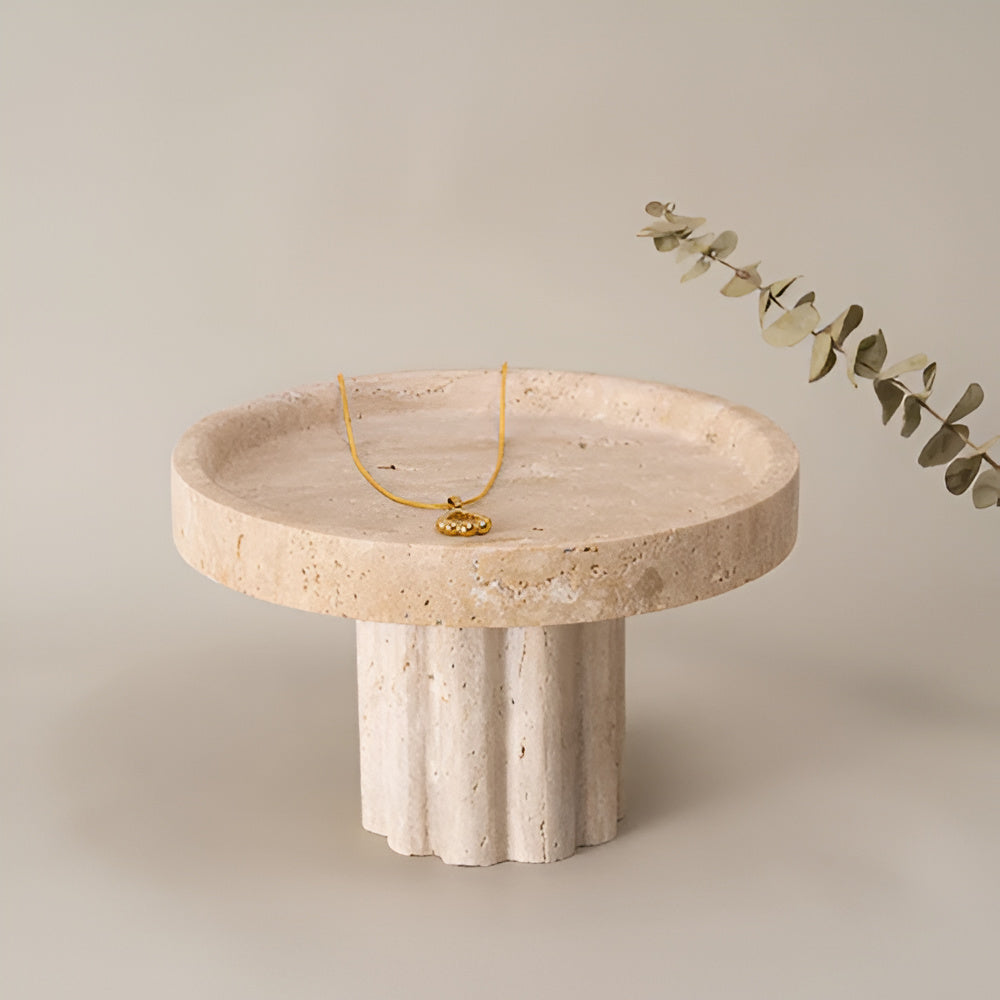 Natural Beige Travertine Jewelry Tray