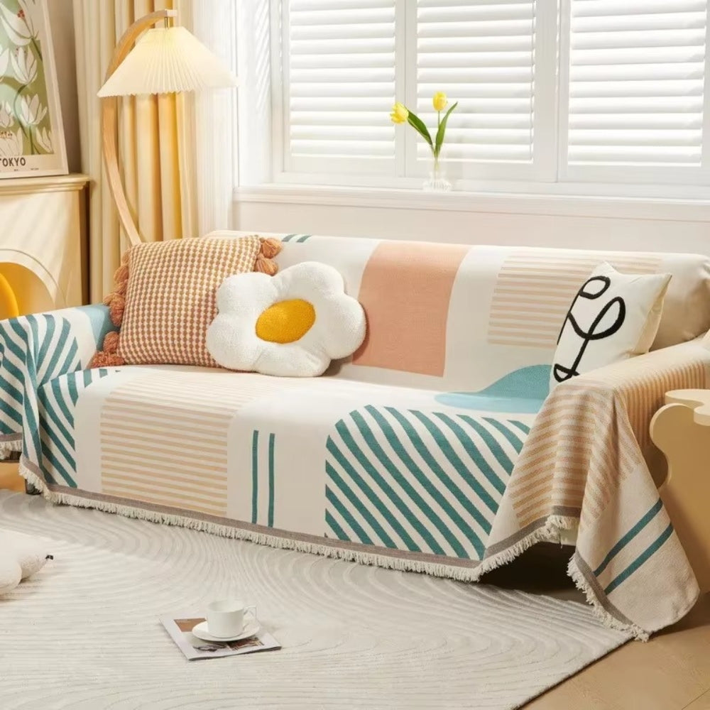 Plush Geometric Chenille Sofa Cover