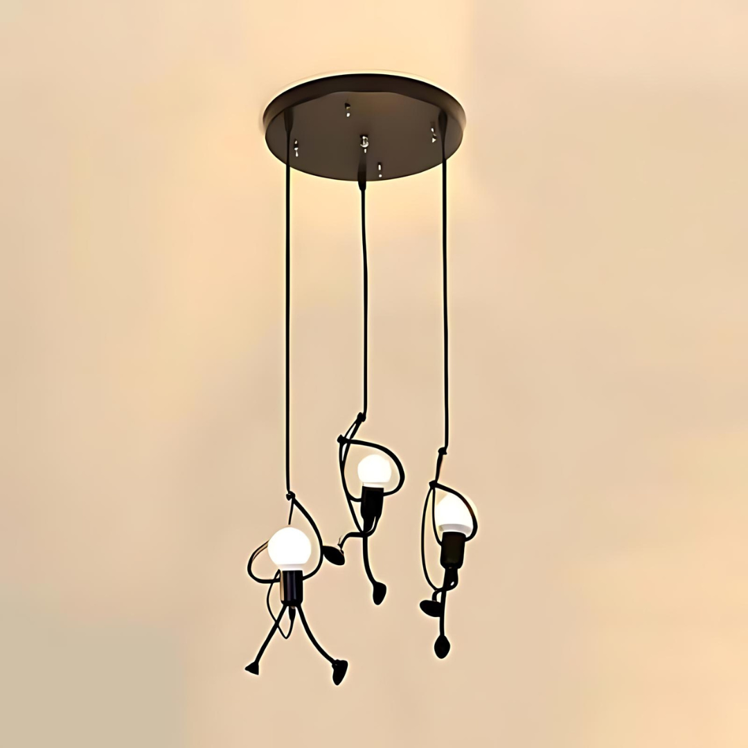 Adjustable Retro Pendant Lamp with Geometric Design