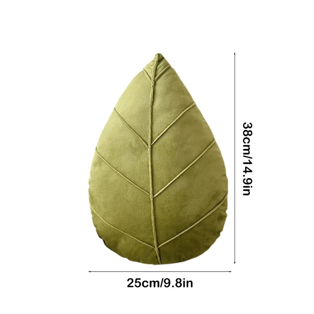 Leaf Shaped Plush Microfiber Cushion in Lush Green