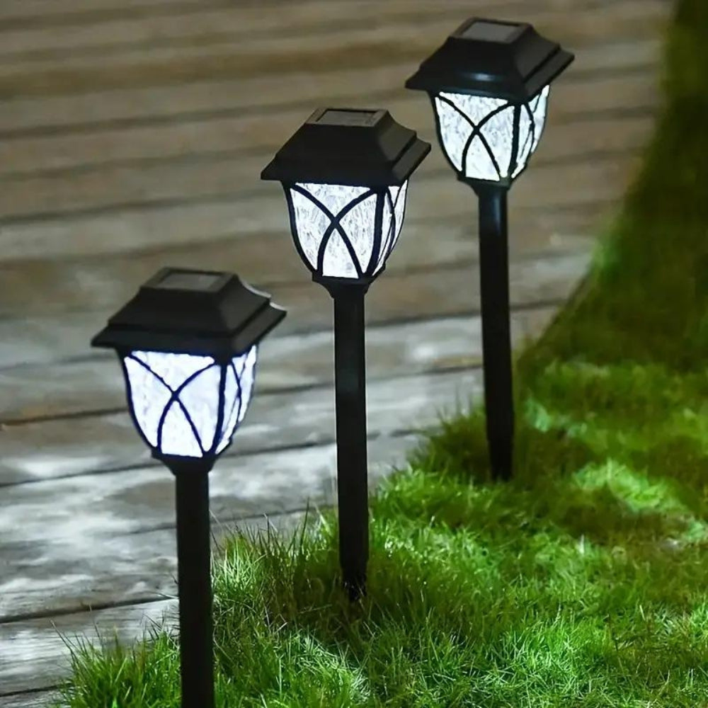 Solar-Powered Elegant Garden Lanterns with Crystal Accents