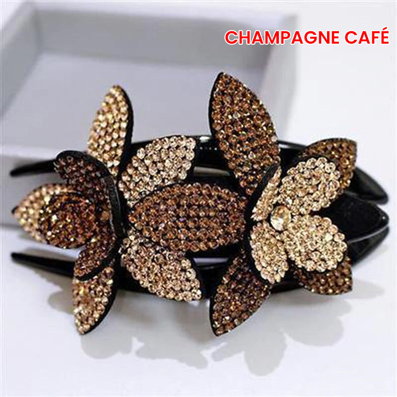 Double Flower Rhinestone Hairpin for Elegant Hairstyles