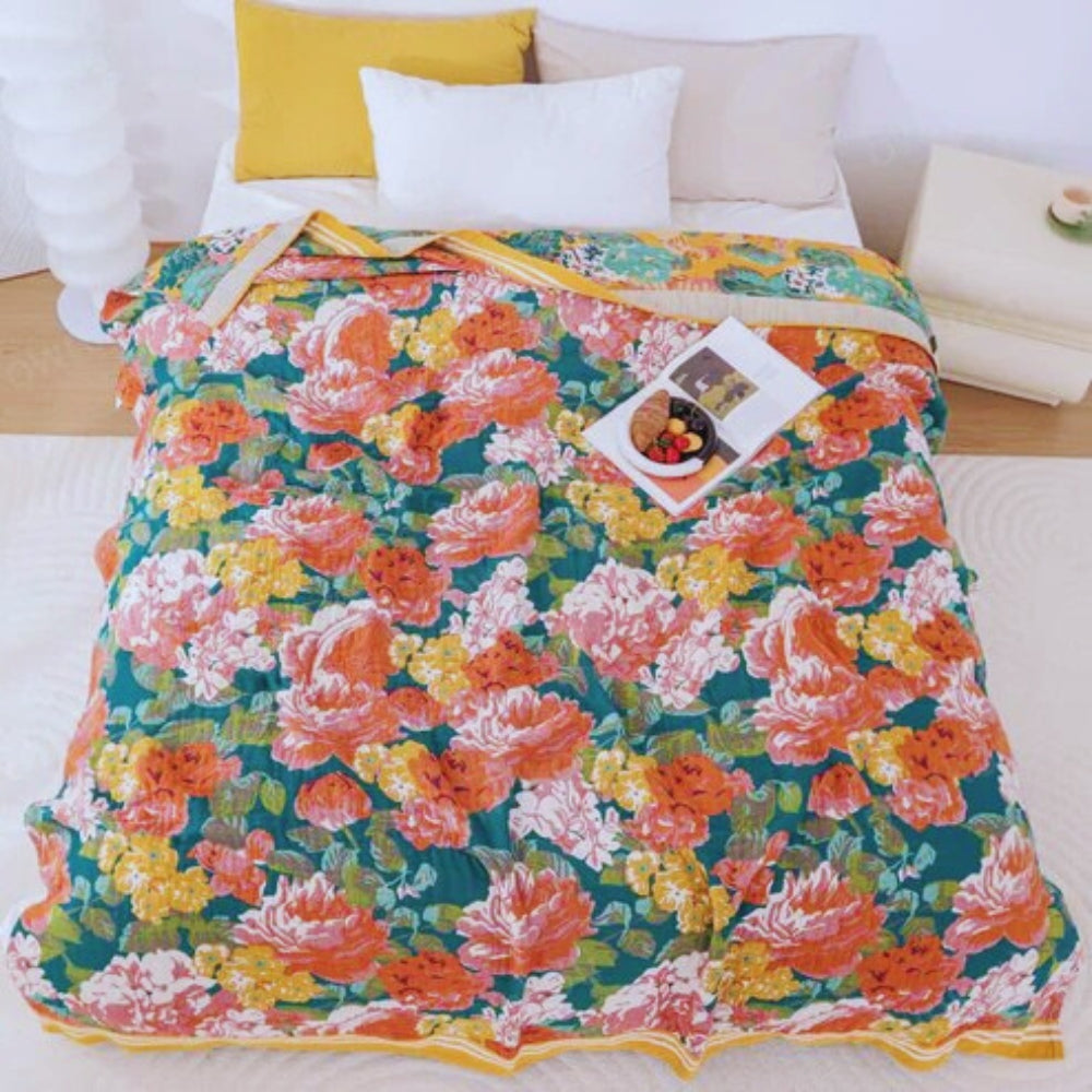 Tropical Breeze Lightweight Cotton Throw Blanket