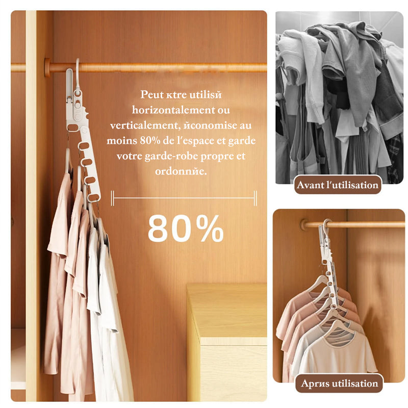 Portable Folding Clothes Hanger with Adjustable Hooks