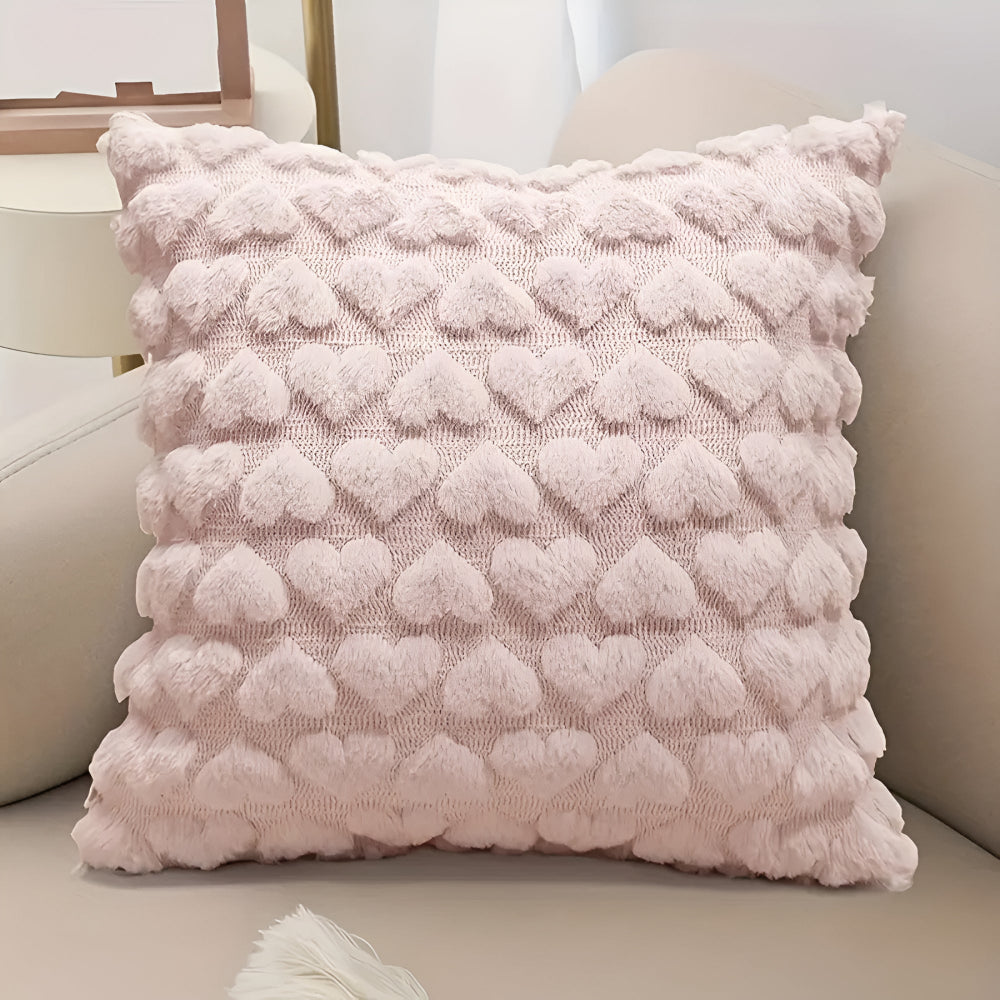 Plush Heart-Shaped Cushion Cover