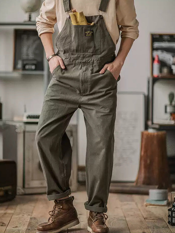 Slim Fit Cotton Duck Chore Overalls with Pockets