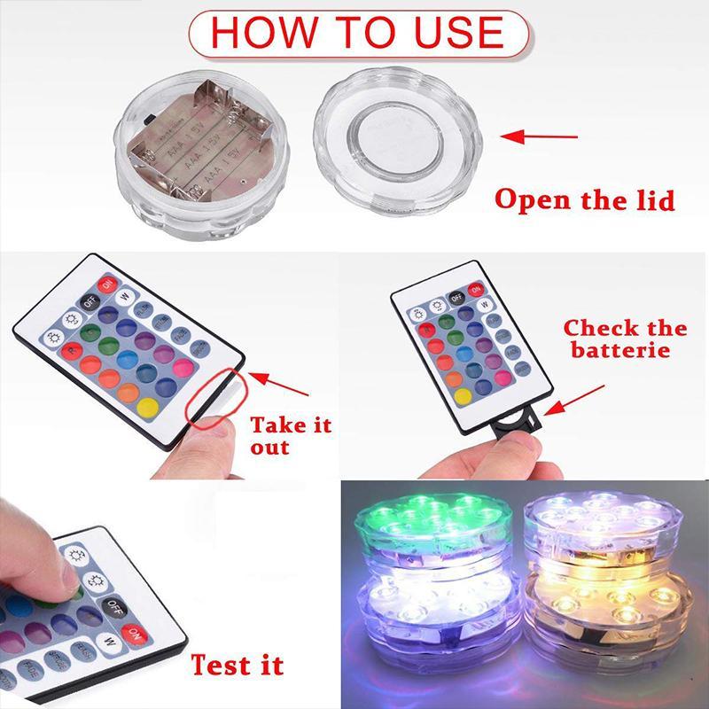 Remote Control Waterproof LED Pool Lights with Magnetic Suction