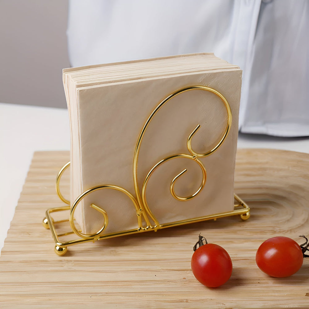 Stylish Iron Swirl Napkin Holder with Anti-Slip Base