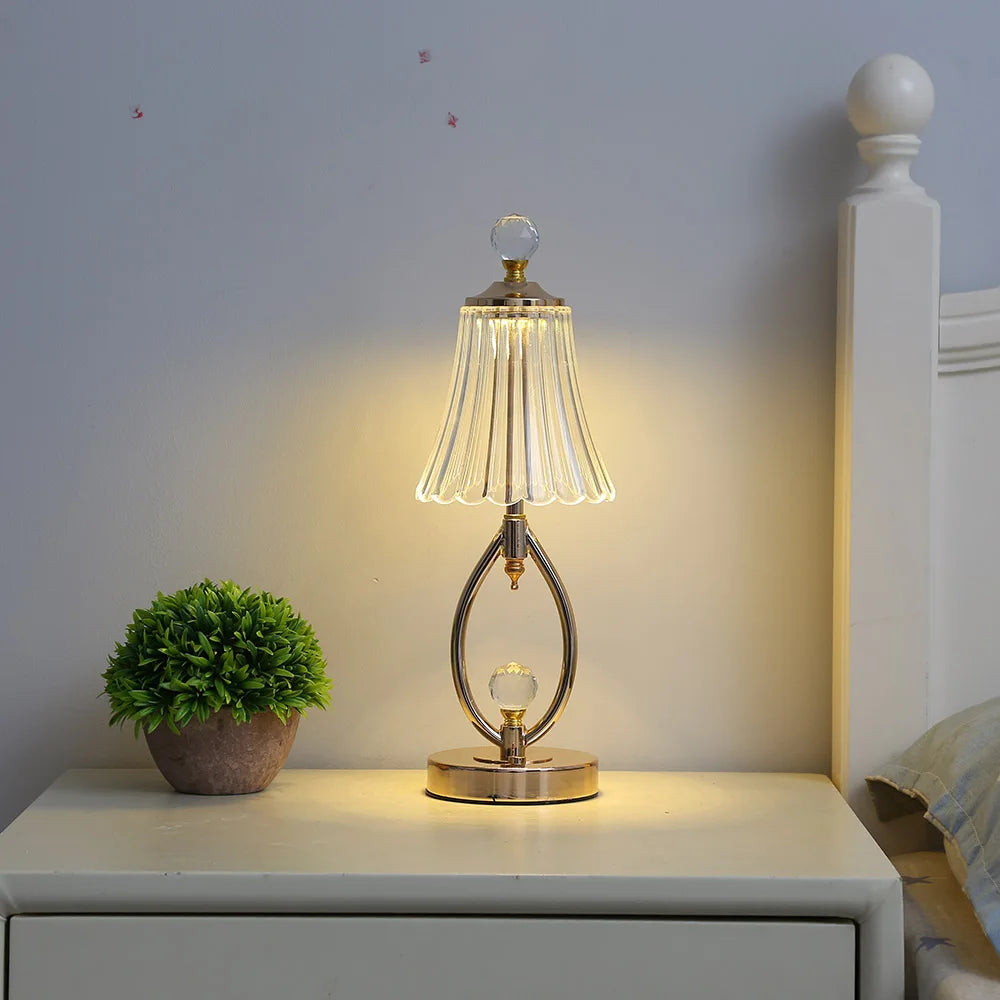 Vintage Crystal Table Lamp with Adjustable Lighting