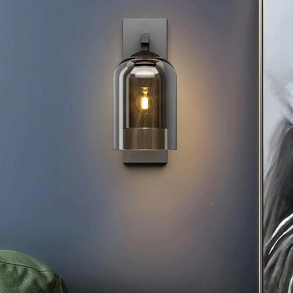 Contemporary Smoked Glass Wall Lamp