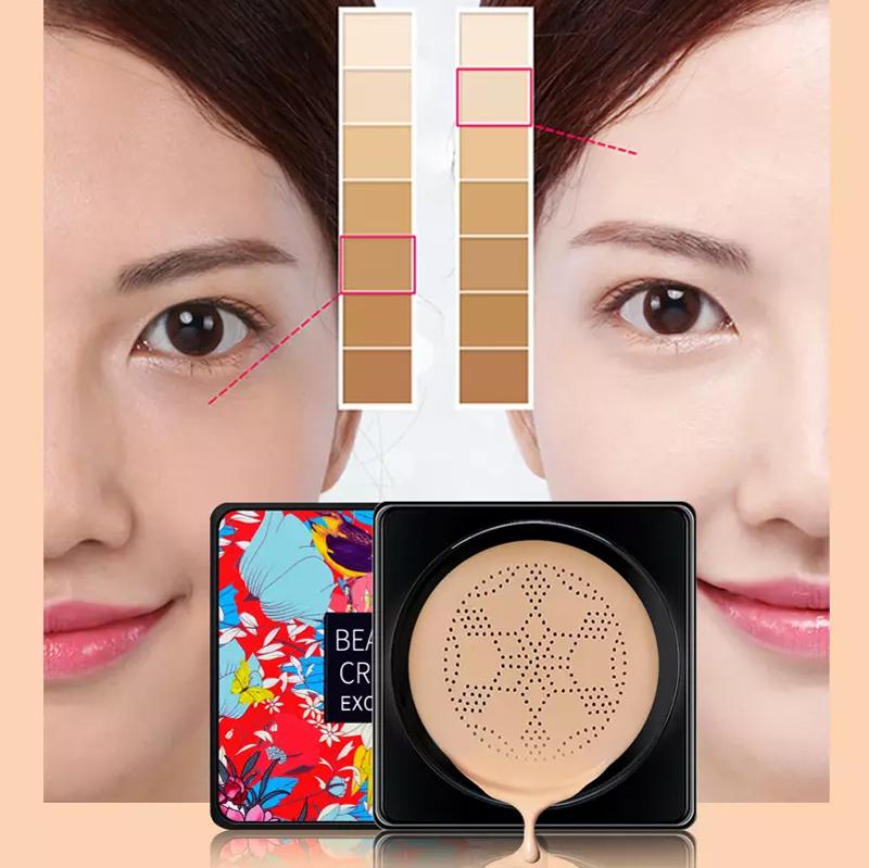 CC Cream Concealer with Mushroom Sponge Brush for All Skin Types
