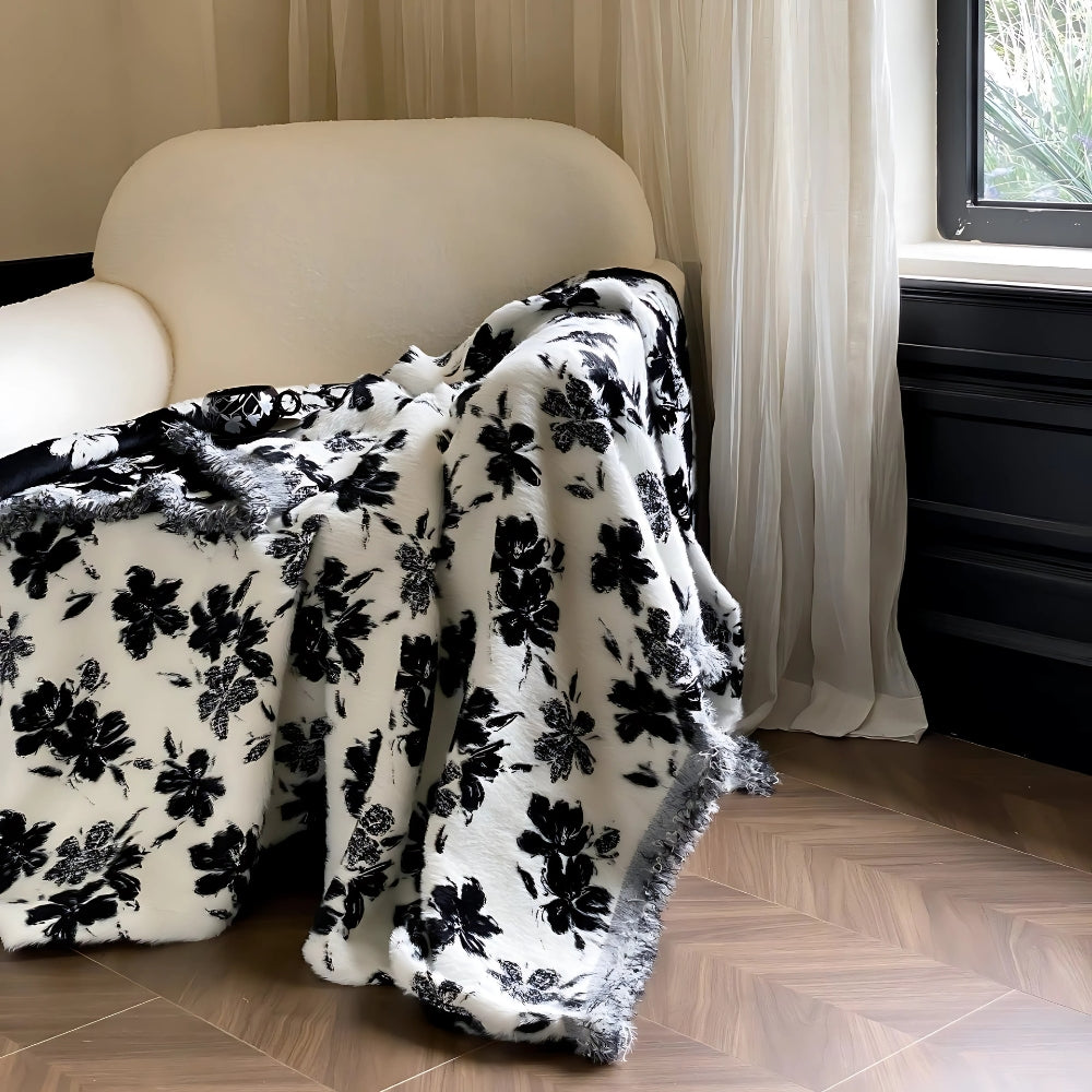 Oriental-Inspired Jacquard Mink Blanket