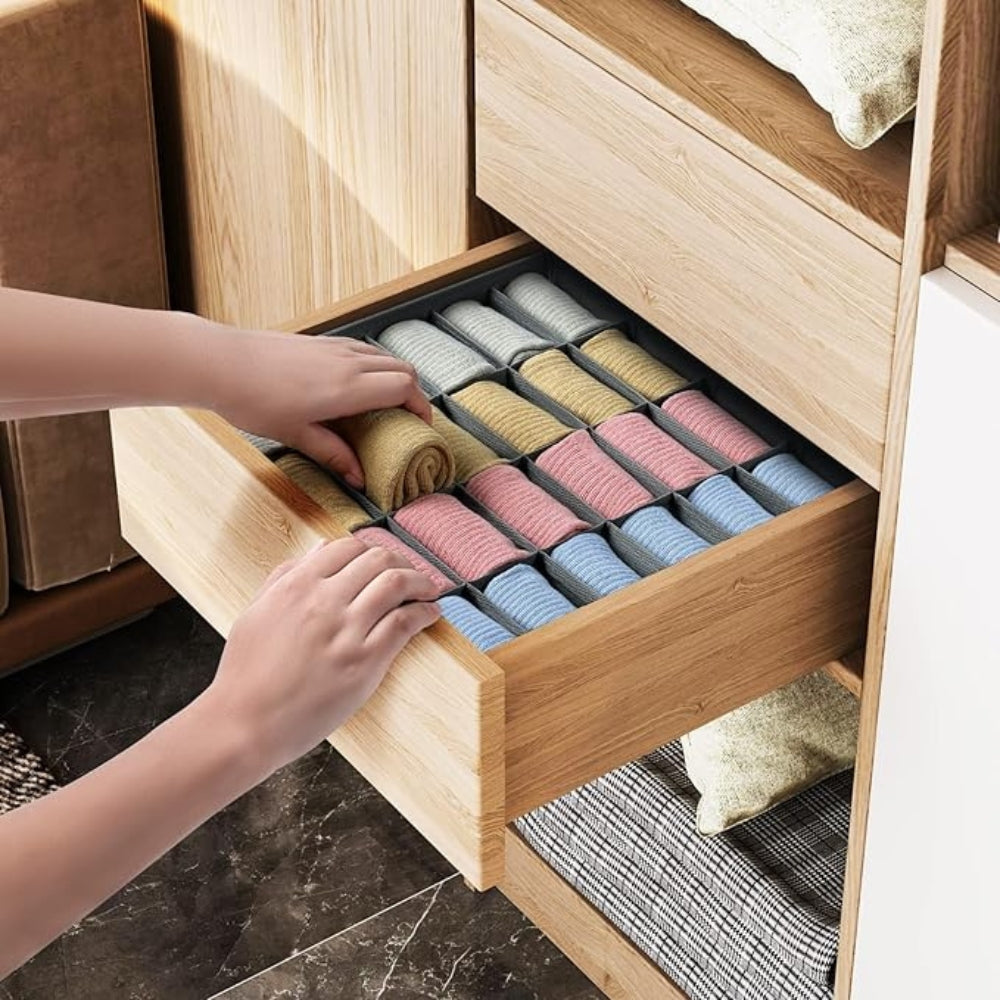 Foldable Sock and Underwear Storage Organizer with 24 Compartments