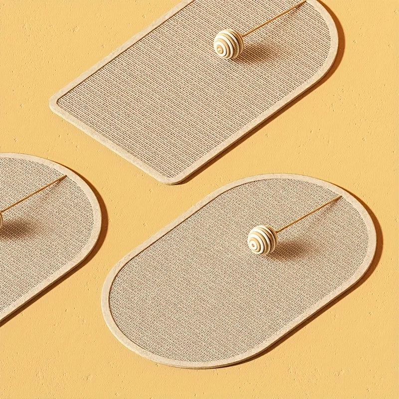 Sisal Wall Mounted Cat Scratch Pad with Hanging Toy