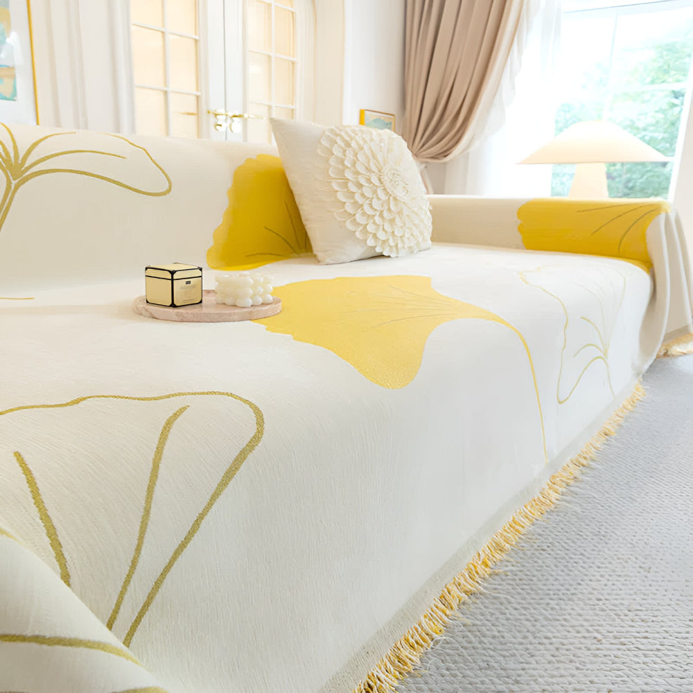 Ginkgo Leaf Chenille Sofa Cover