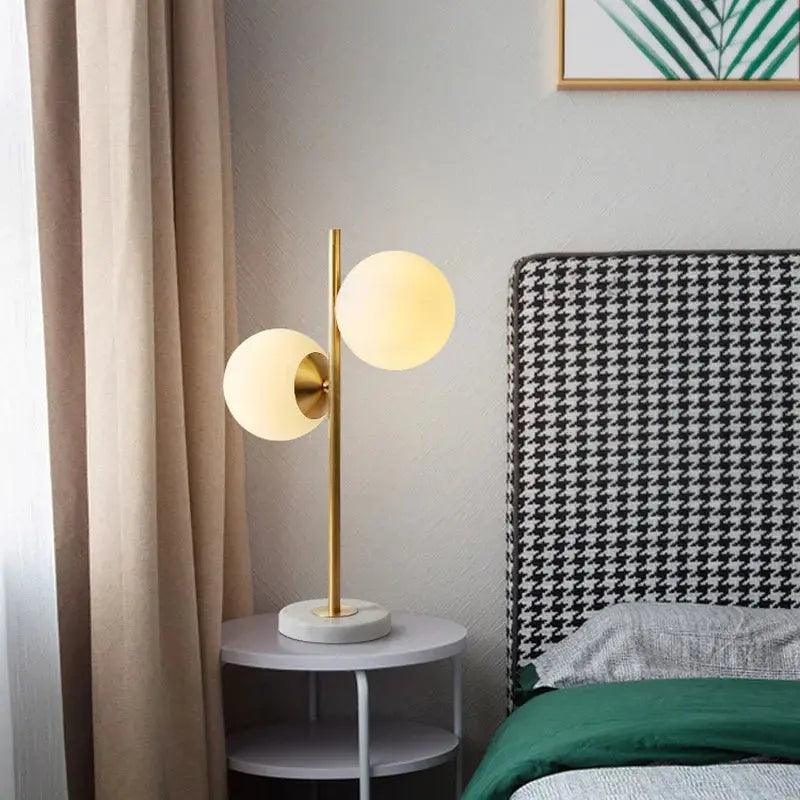 Scandinavian Glass and Metal Table Lamp