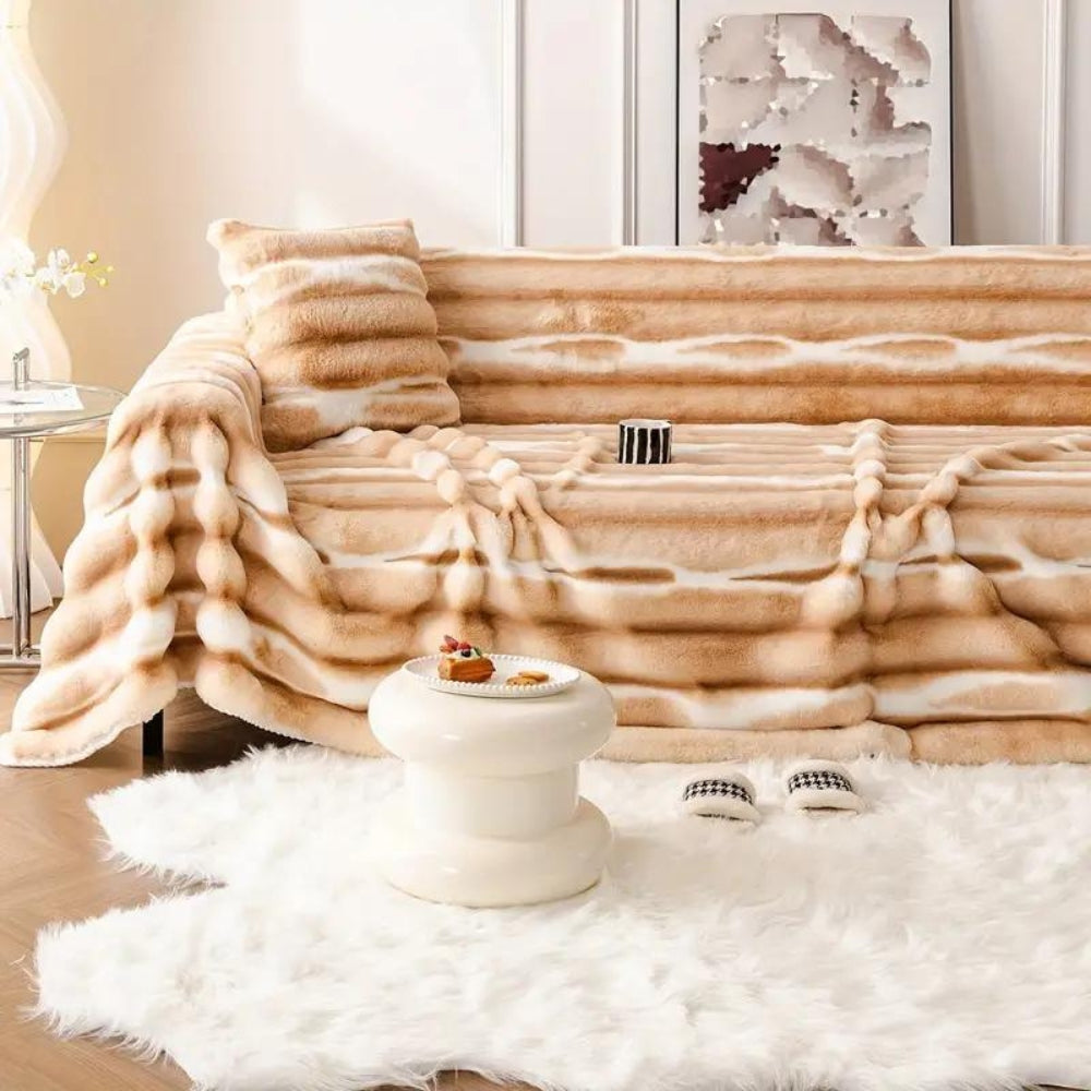 Plush Velvet Faux Fur Sofa Cover