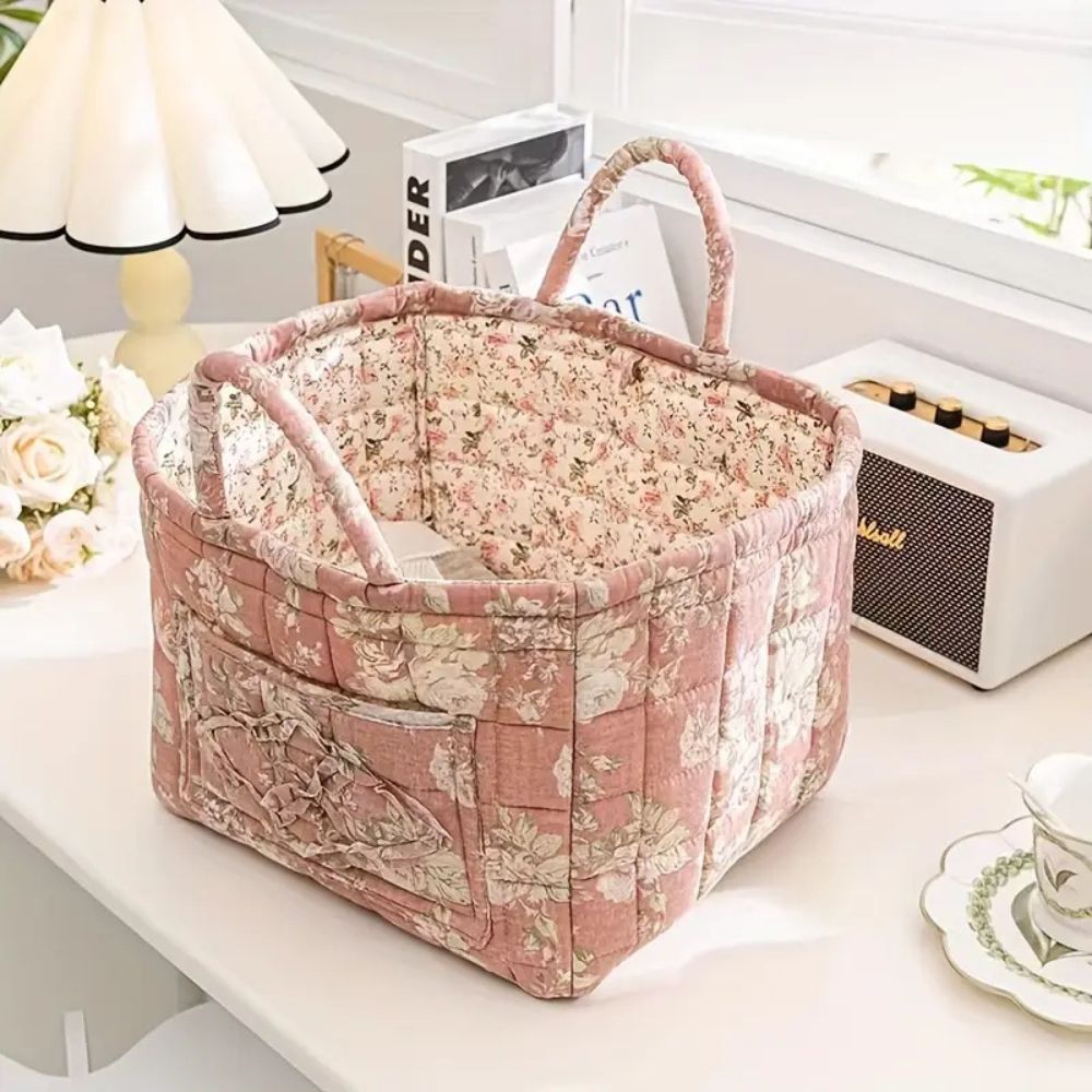 Floral Canvas Storage Basket for Organizing Essentials