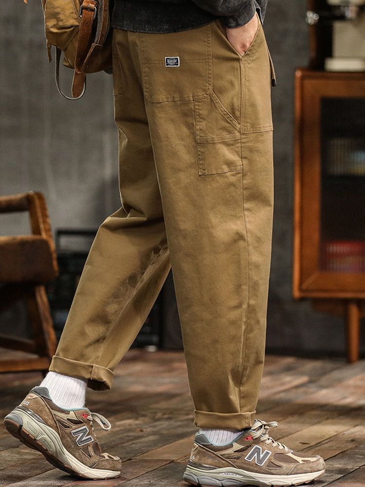 Men's Vintage Utility Pants with Pockets and Belt